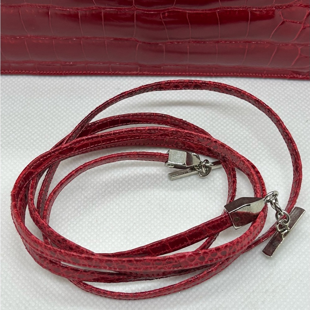 Judith Leiber Red Alligator Crocodile Clutch Shoulder Bag VERY RARE - Picture 11 of 12